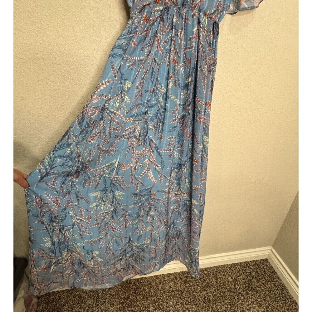 Sundance Dress Womens XS Floral Midi Wrap Flutter Sleeve Boho Chiffon - Picture 5 of 8